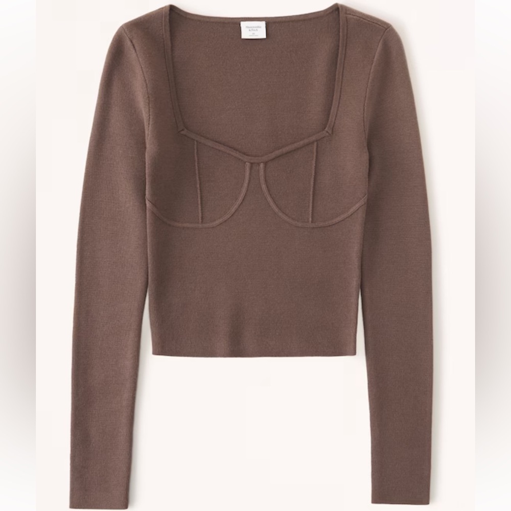 Abercrombie brown corset knit sweater sweetheart neckline size xxs
